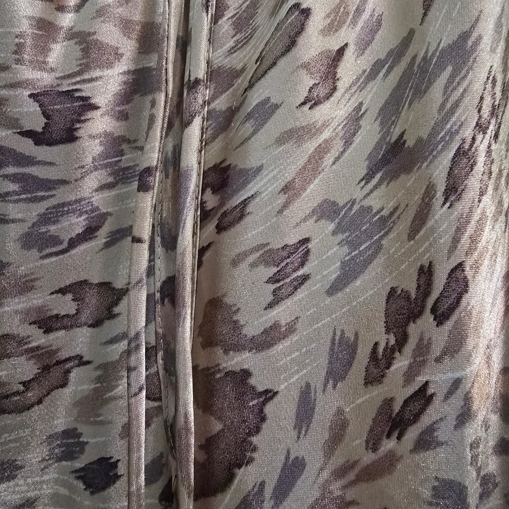Vintage 90s Delicates Satin Leopard Print Maxi Slip Dress High Neck Side Slits - Picture 3 of 8